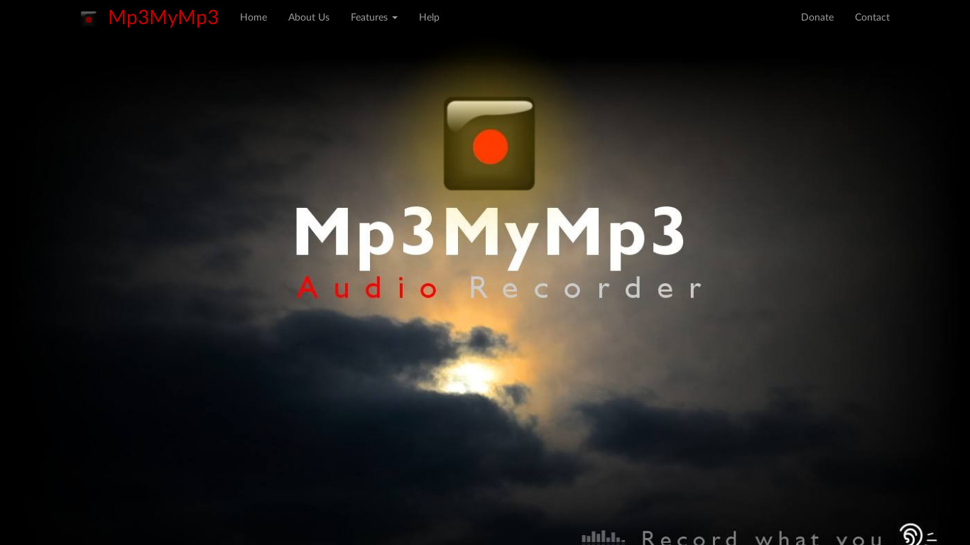 Mp3MyMp3 Audio Recorder Landing page