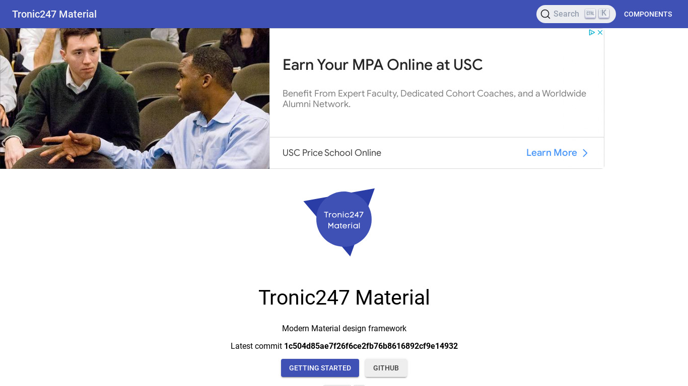 Tronic247 Material Landing page