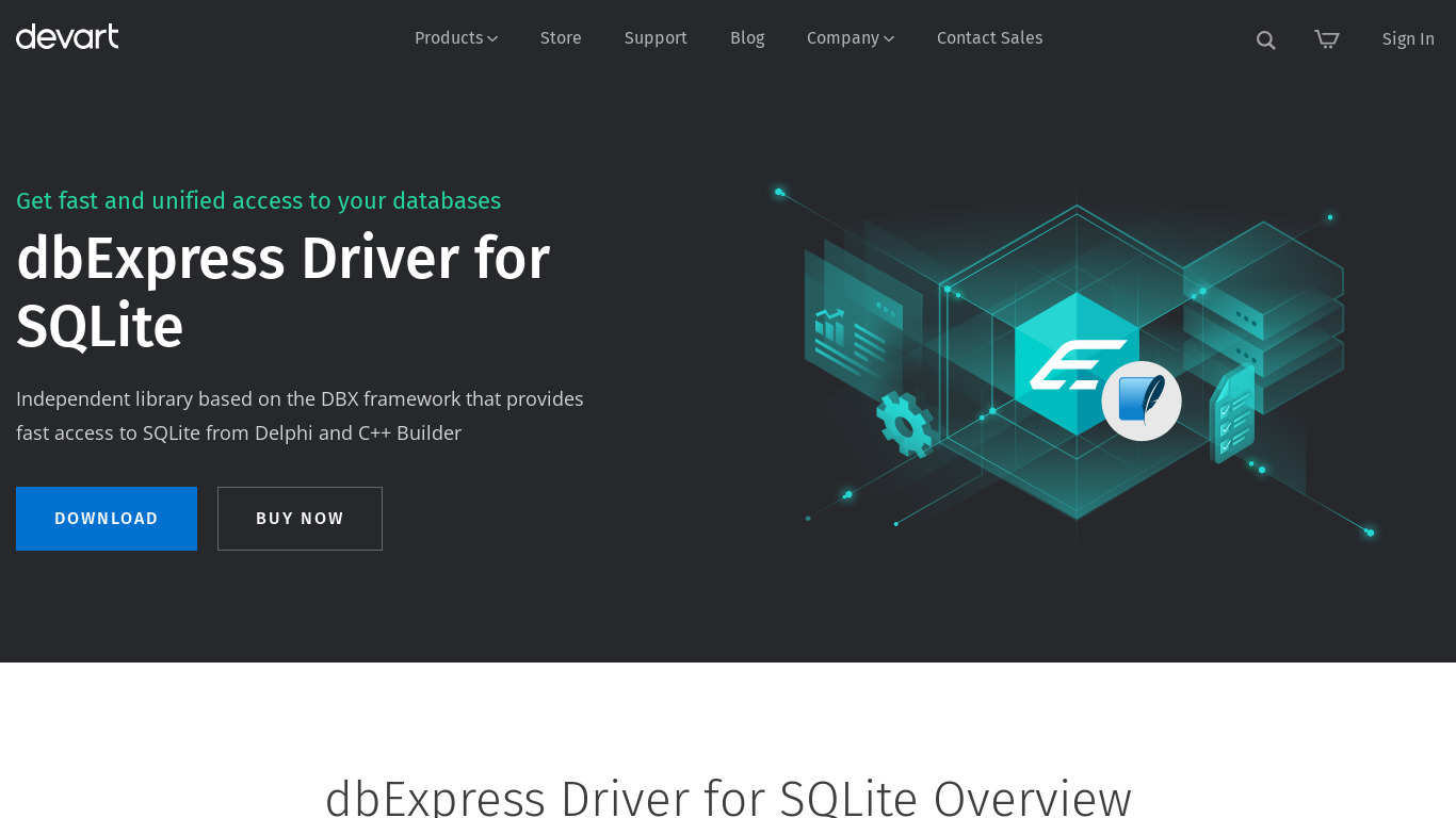 dbExpress Driver for SQLite Landing page