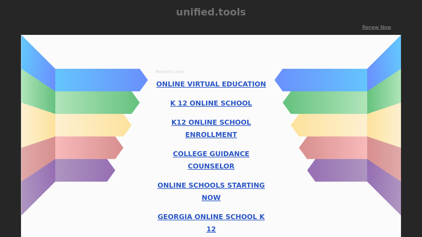 Unified Tools Landing page