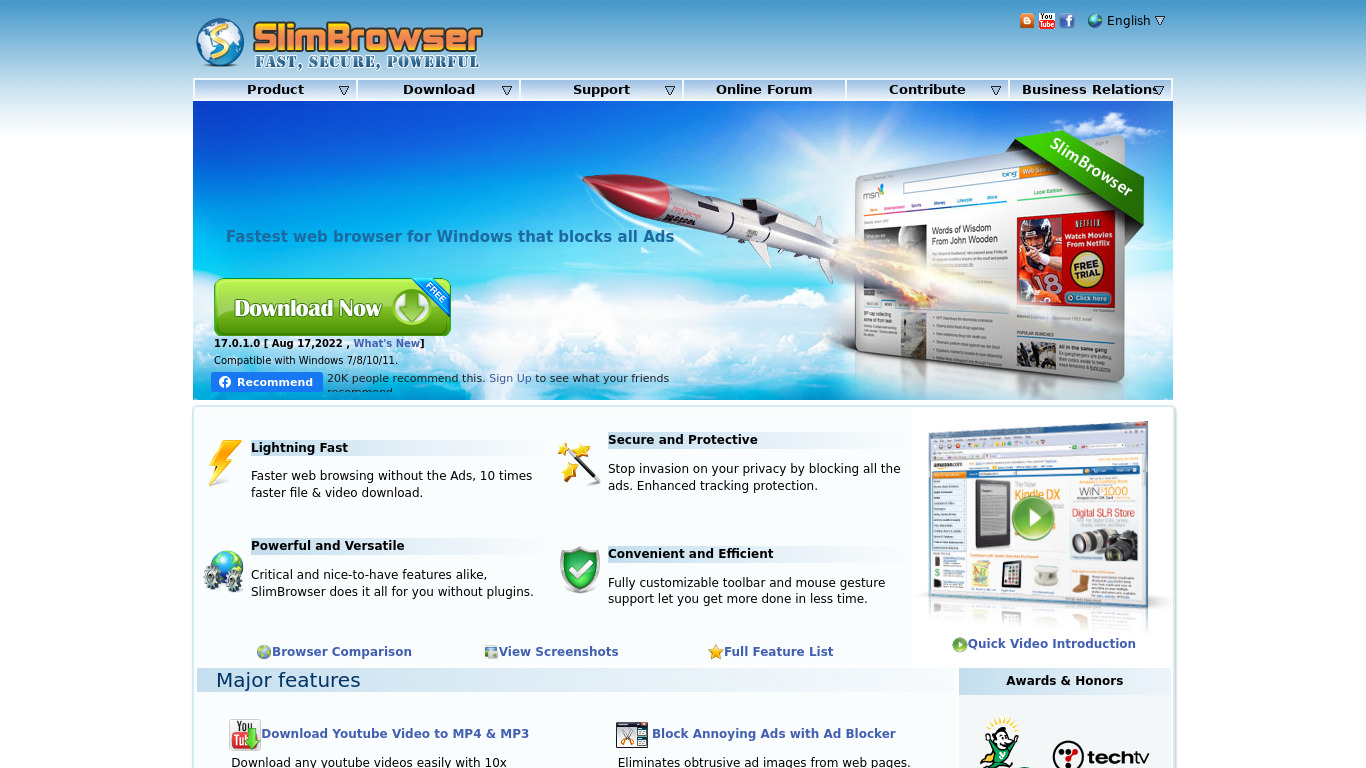SlimBrowser Landing page