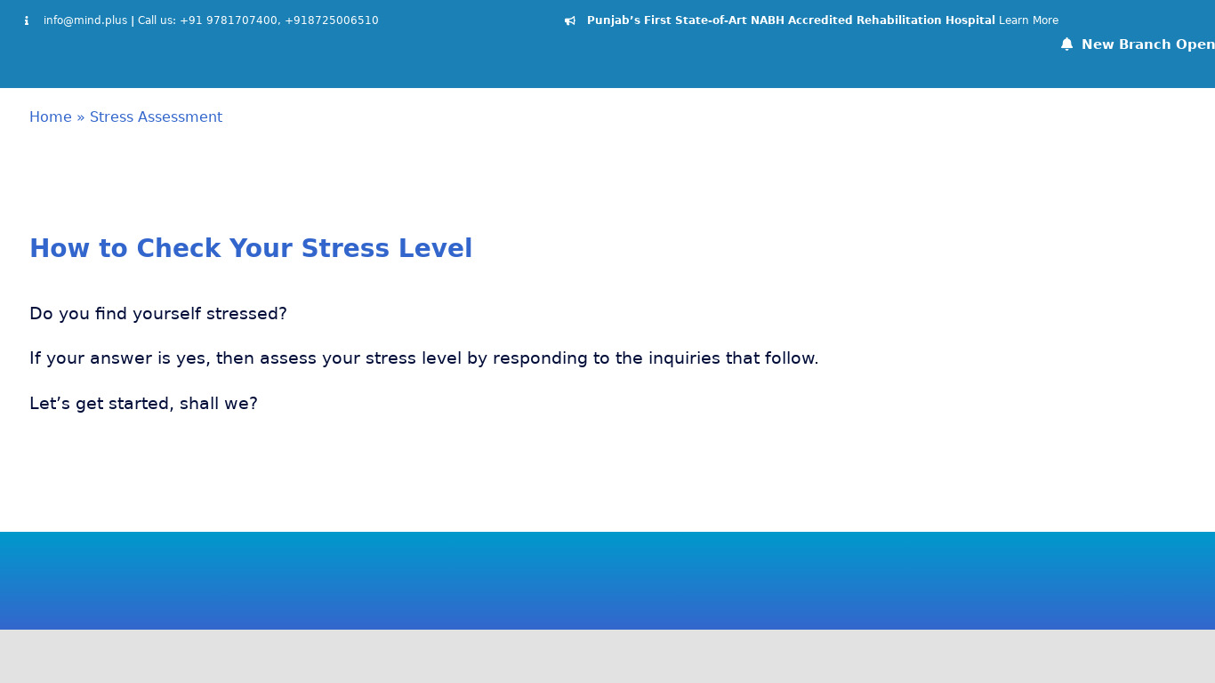 Mind.Plus Stress Level Landing page