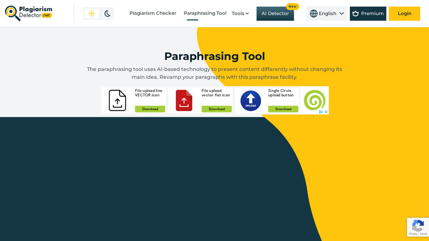 Plagiarism Detector Paraphrasing Tool Landing Page