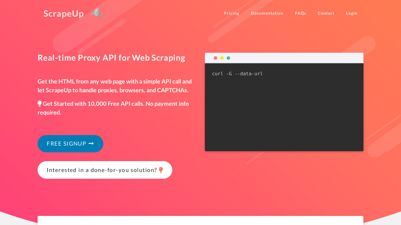 ScrapeUp Landing page
