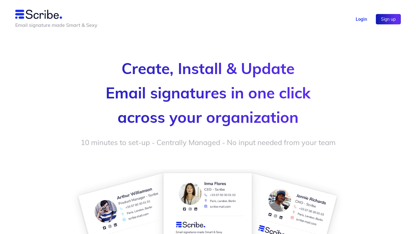 Scribe Mail Landing page
