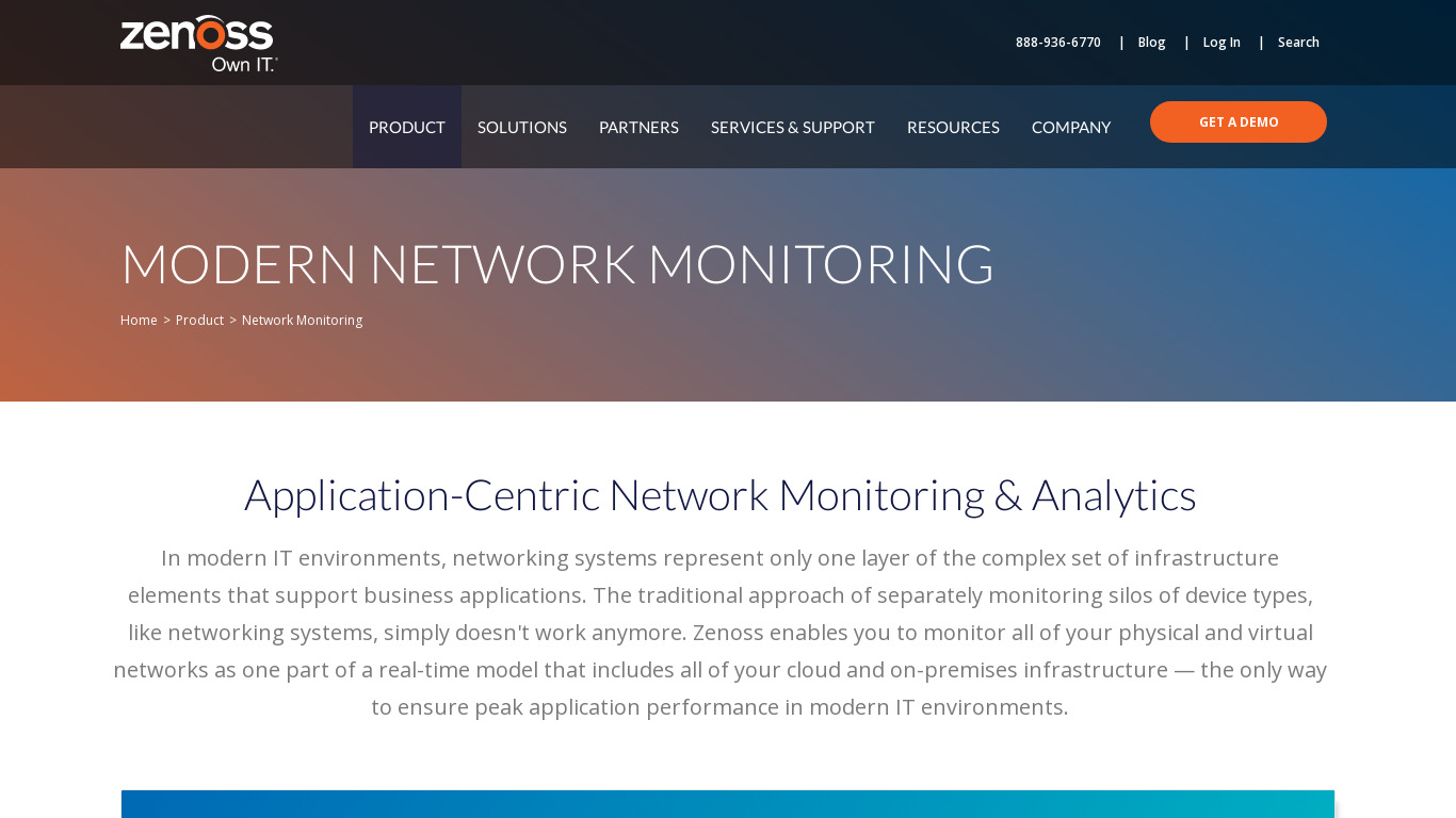 Zenoss Network Monitoring Landing page