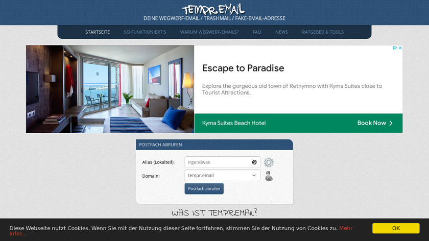 Tempr.email Landing Page