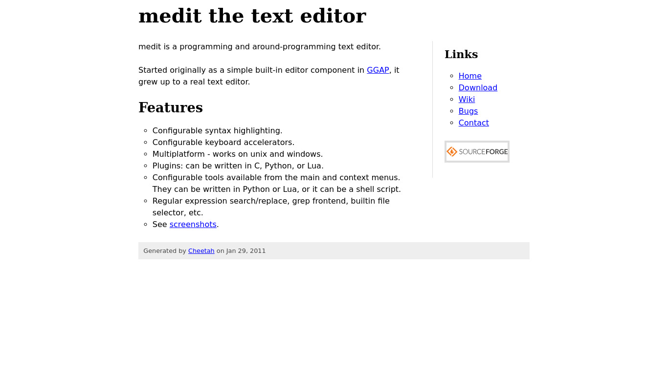 Medit Text Editor Landing page
