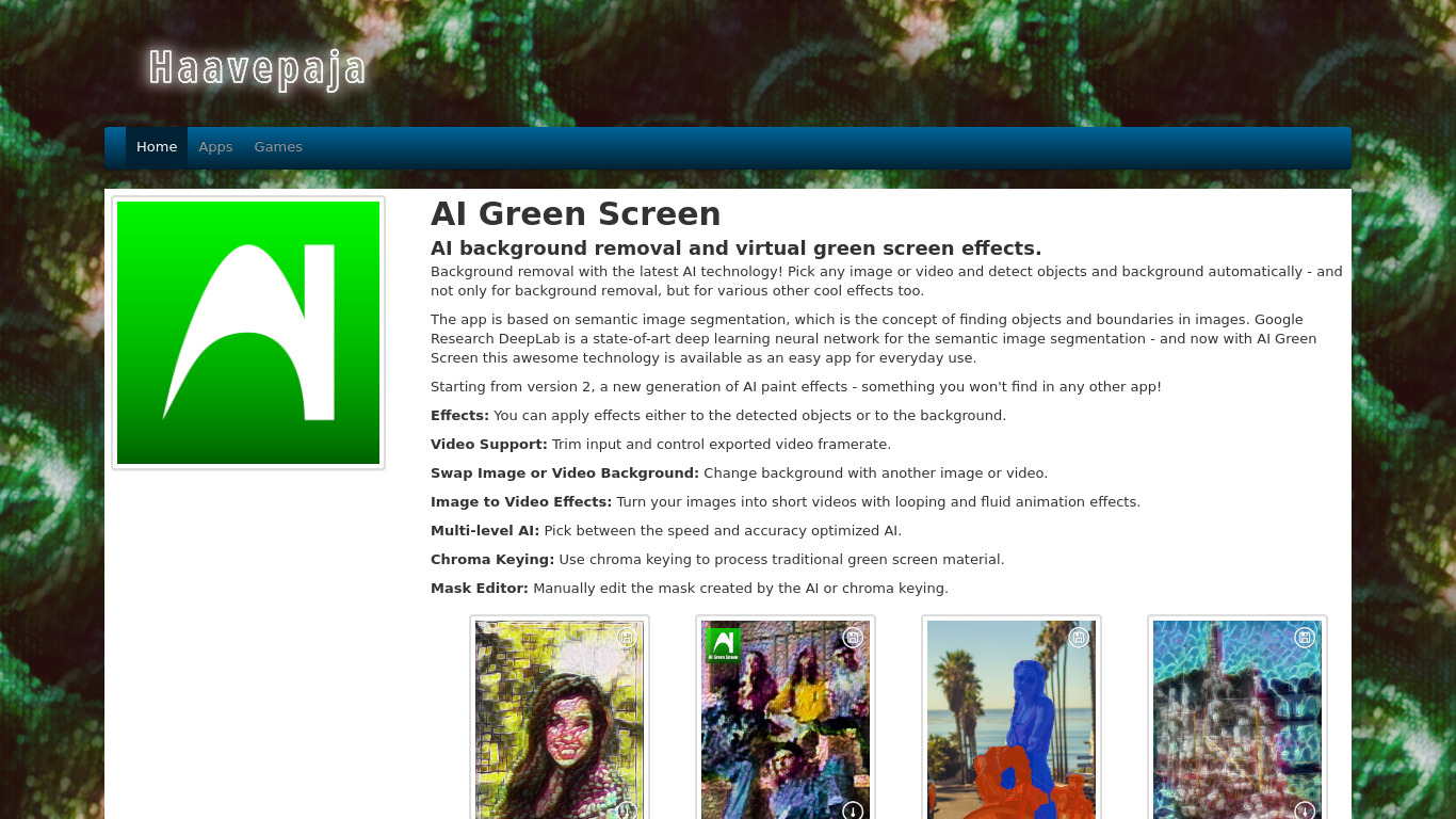 AI Green Screen Landing page