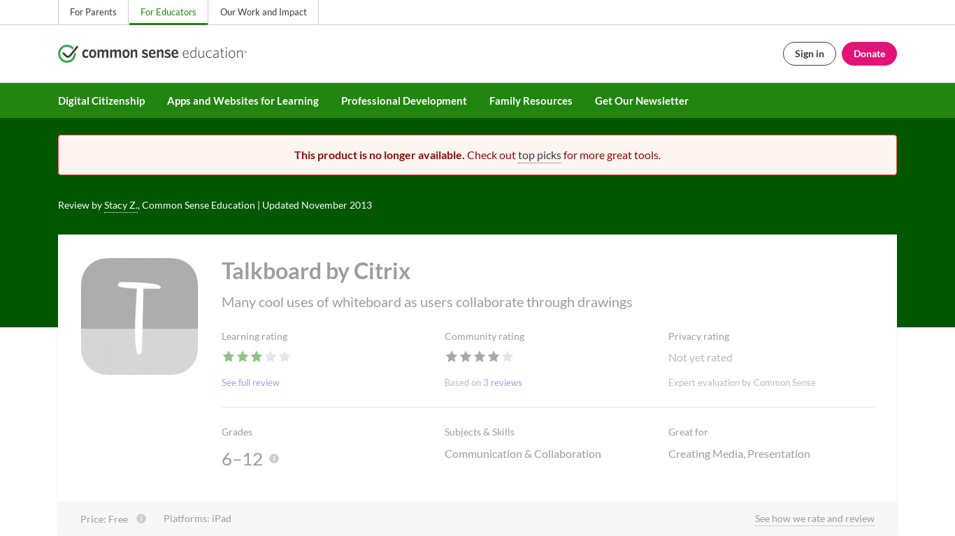 Talkboard by Citrix Landing page