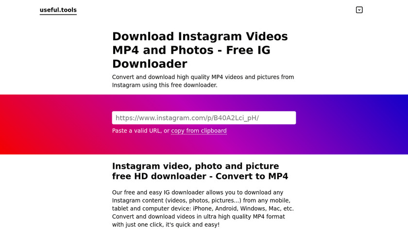 Useful.tools Download Instagram Videos Landing Page