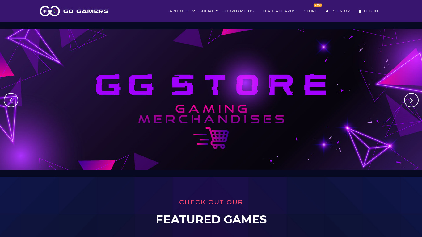 Go Gamers Landing page