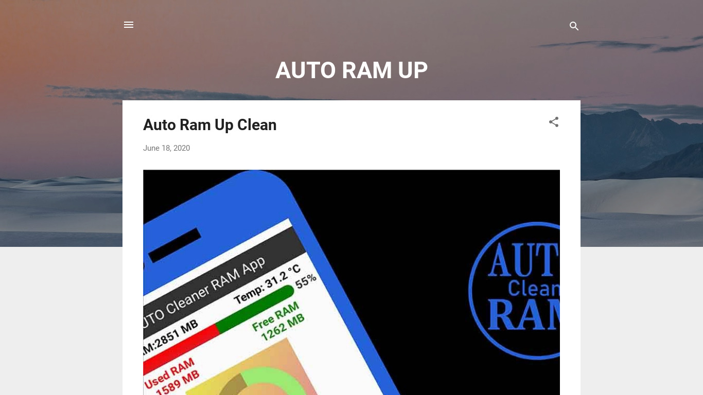 Auto Ram Cleaner Up Landing page