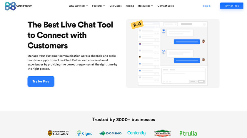 Live Chat by WotNot Landing Page