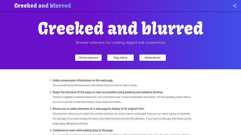 Greeked and blurred Landing Page