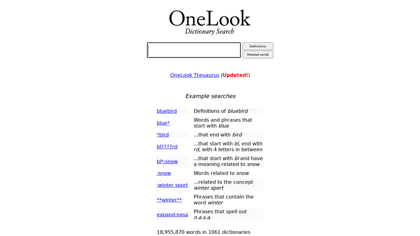 Onelook Landing Page
