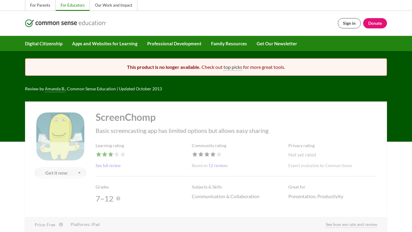 ScreenChomp Landing page