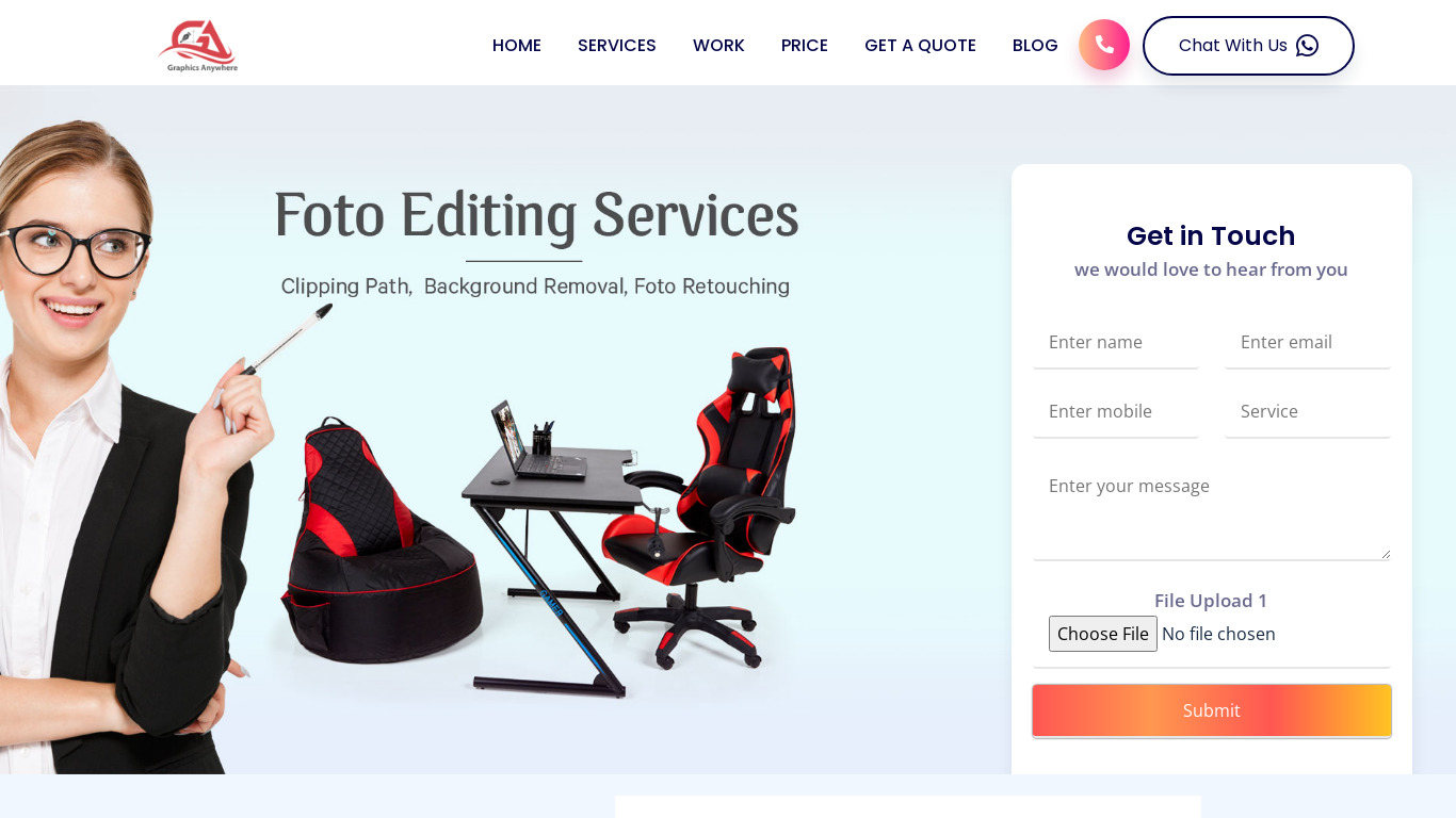 GraphicsAnyWhere.Com Landing page