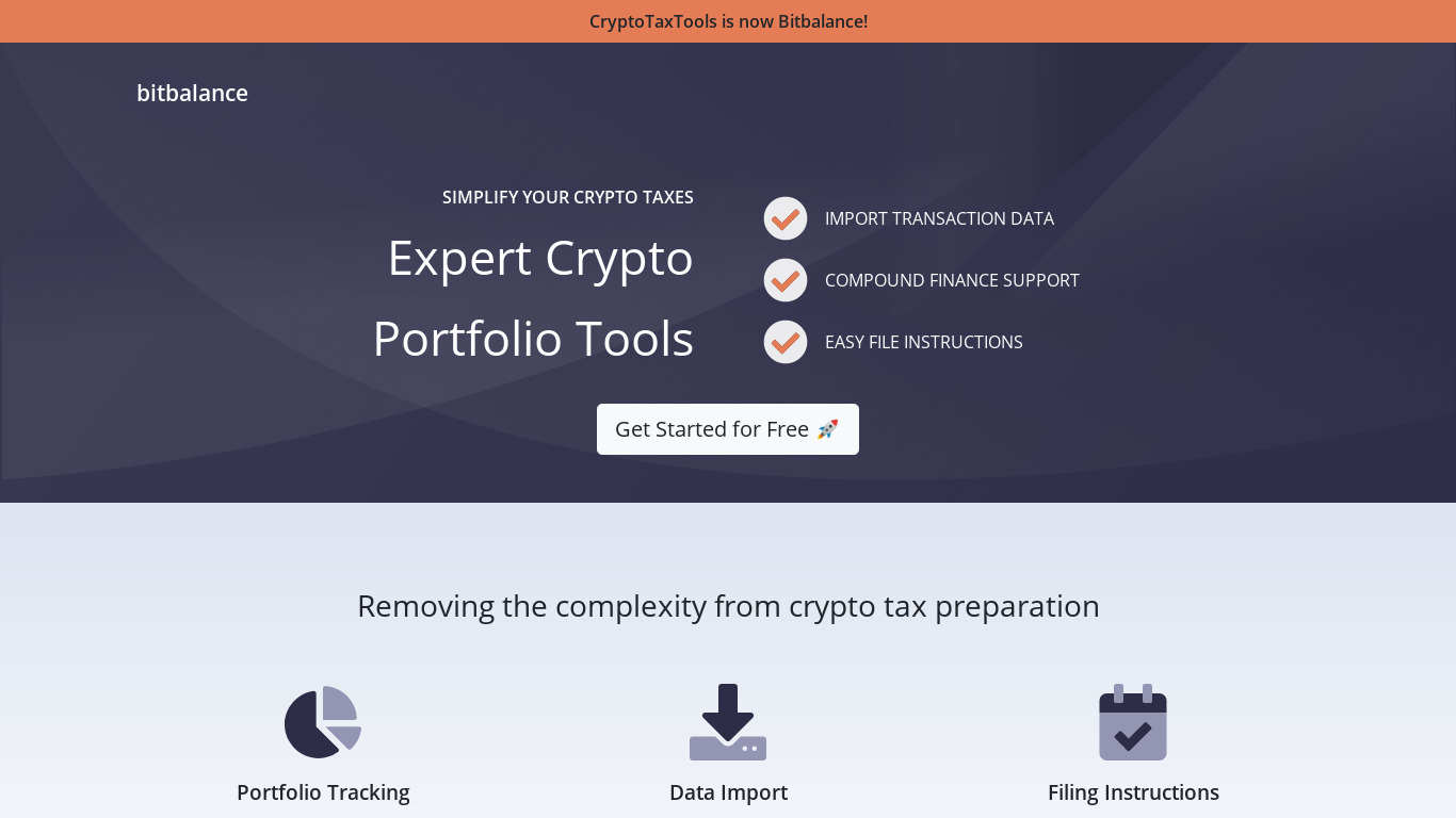 CryptoTaxTools Landing page