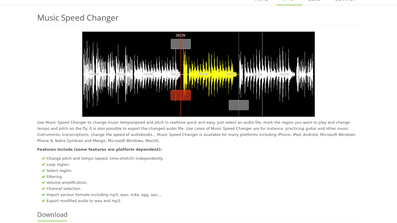 Music Speed Changer Lite Landing page