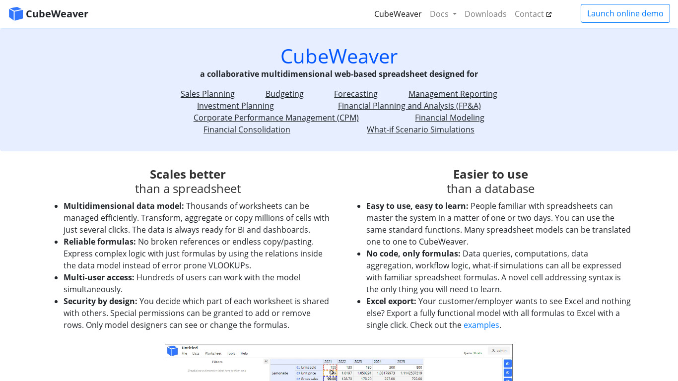CubeWeaver Landing page