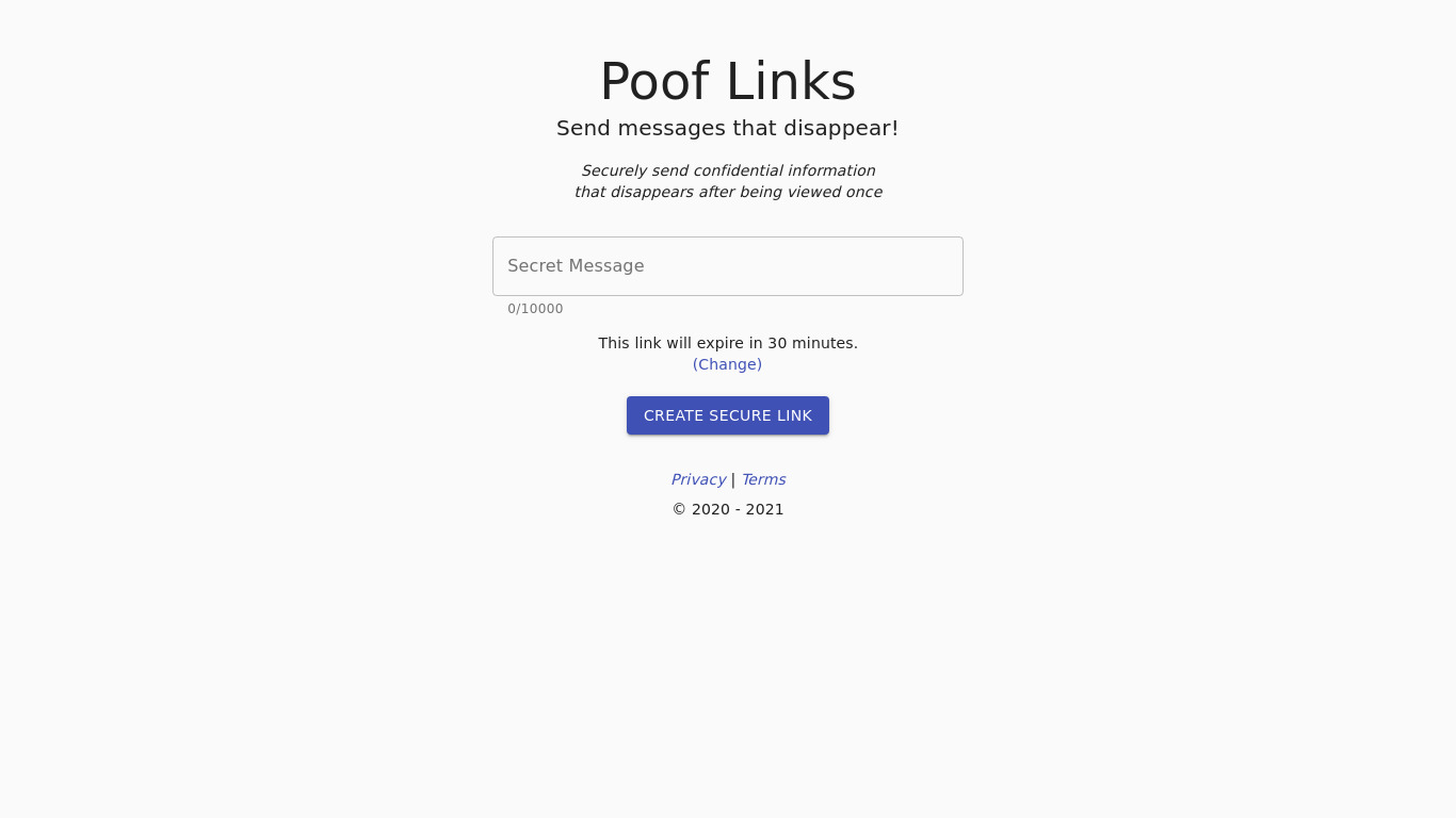 Poof Links Landing page