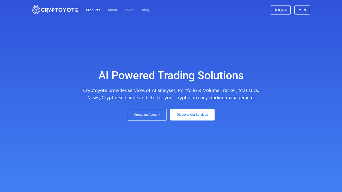 Cryptoyote Landing page