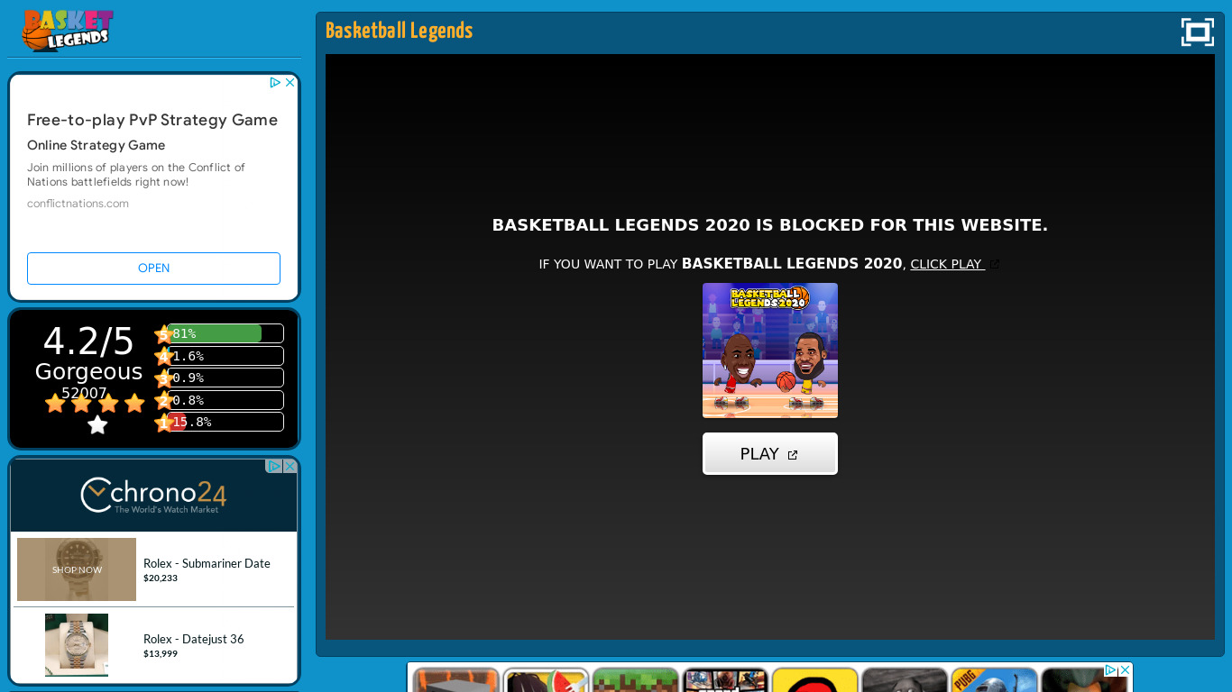 Basketball-Legends.io Landing page