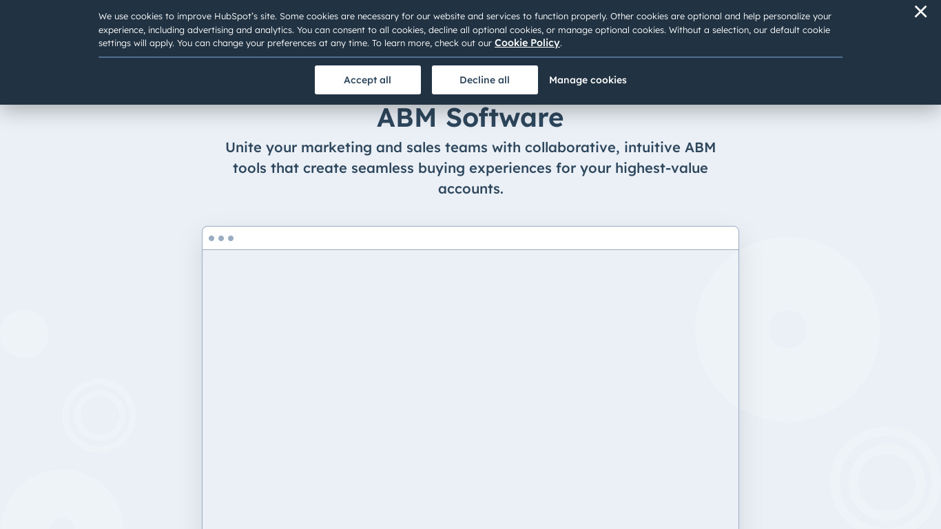 HubSpot ABM Software Landing page