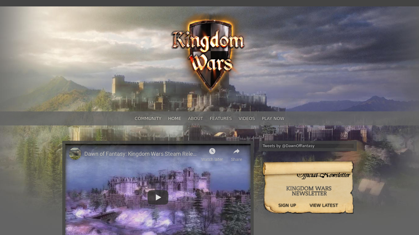 Kingdom Wars Landing page