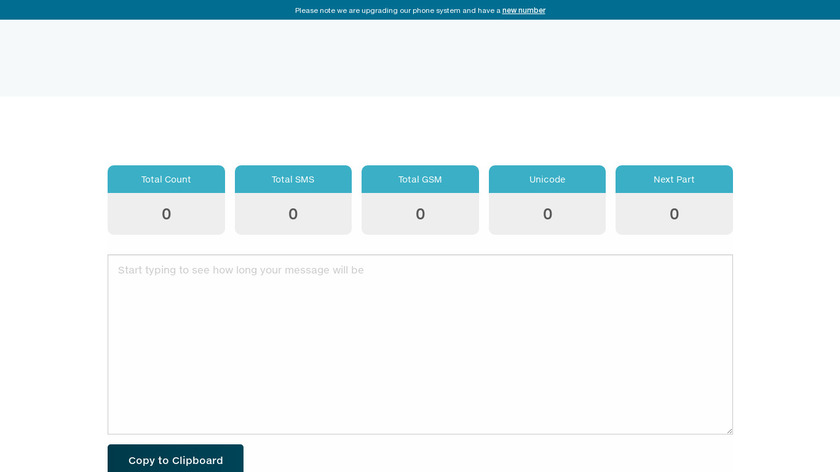 SMS Character Counter Landing Page