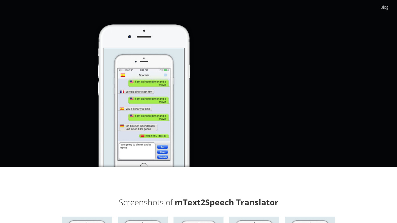 mText2Speech translator Landing page