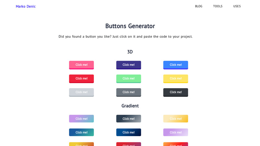 Buttons Generator Landing Page