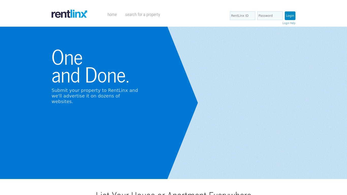 RentLinx Landing page