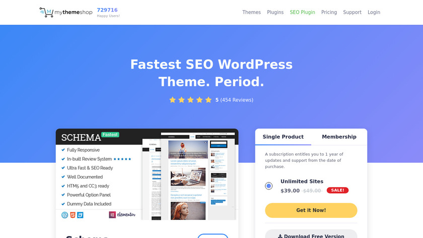 Schema WordPress Theme Landing Page
