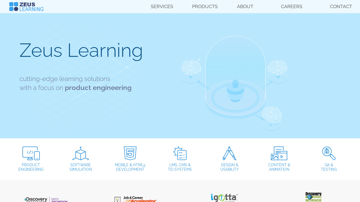 Zeus Learning Landing page