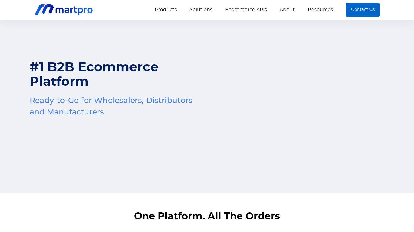 B2B Ecommerce Platform Landing page