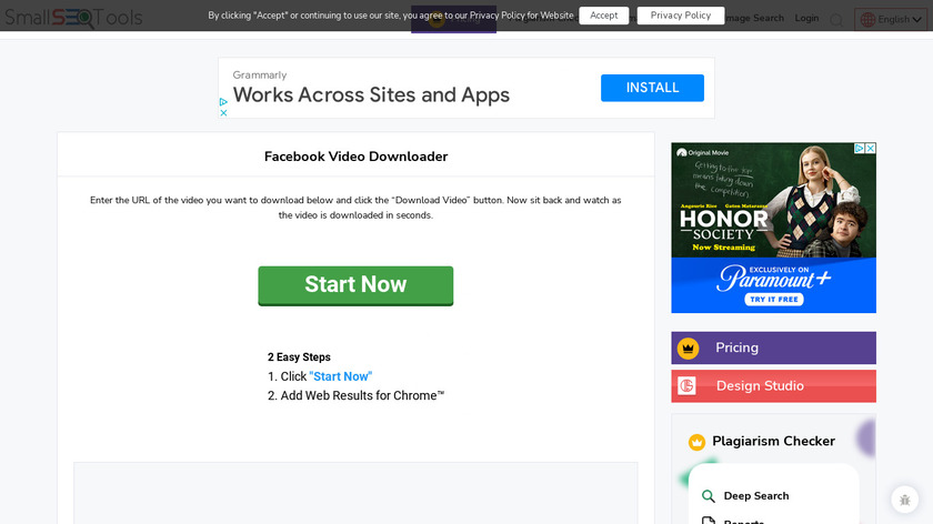 SmallSeoTools Facebook Video Downloader Landing Page