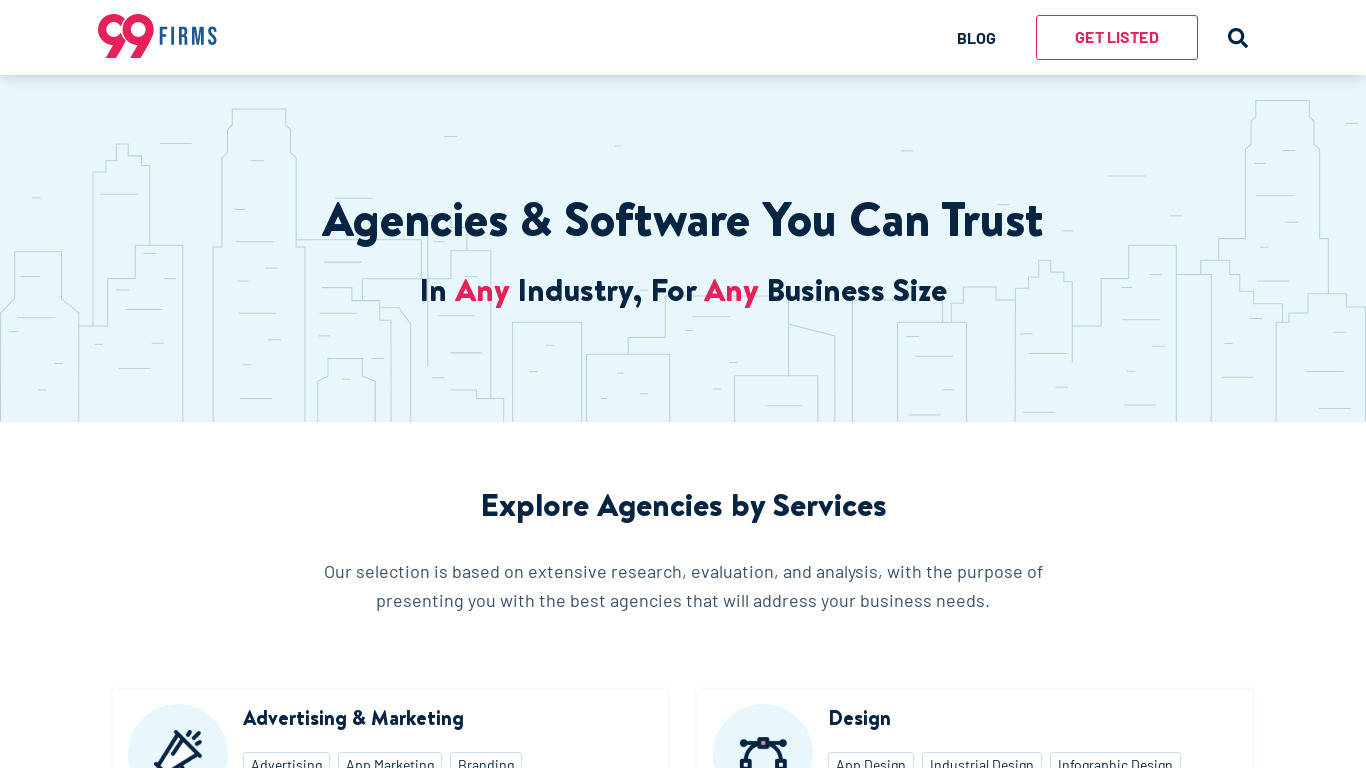 99firms Landing page