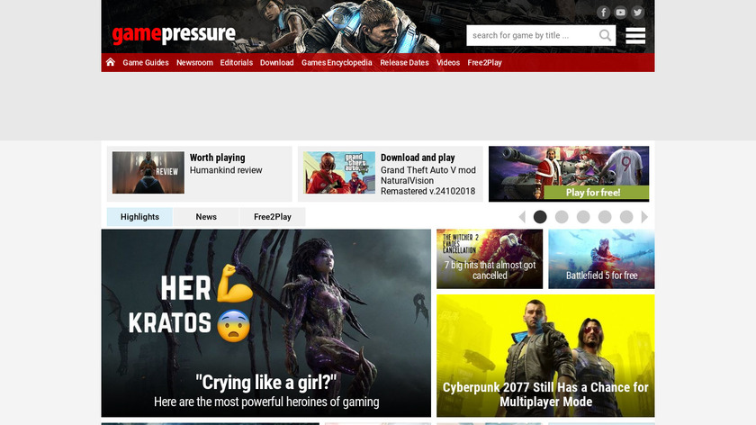 Gamepressure Landing Page