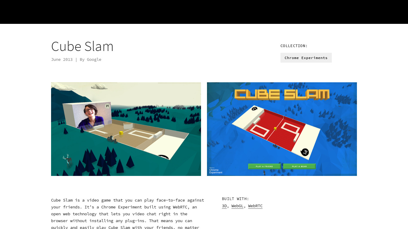 Cube Slam Landing page