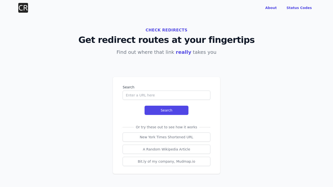 Check Redirects Landing page