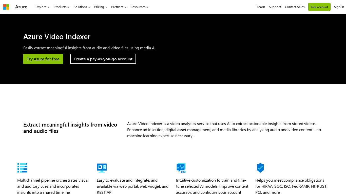 Azure Video Analyzer Landing page