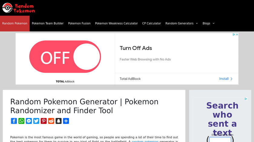 RandomPokemon.info Landing Page