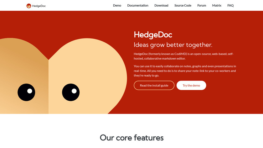 HedgeDoc Landing Page