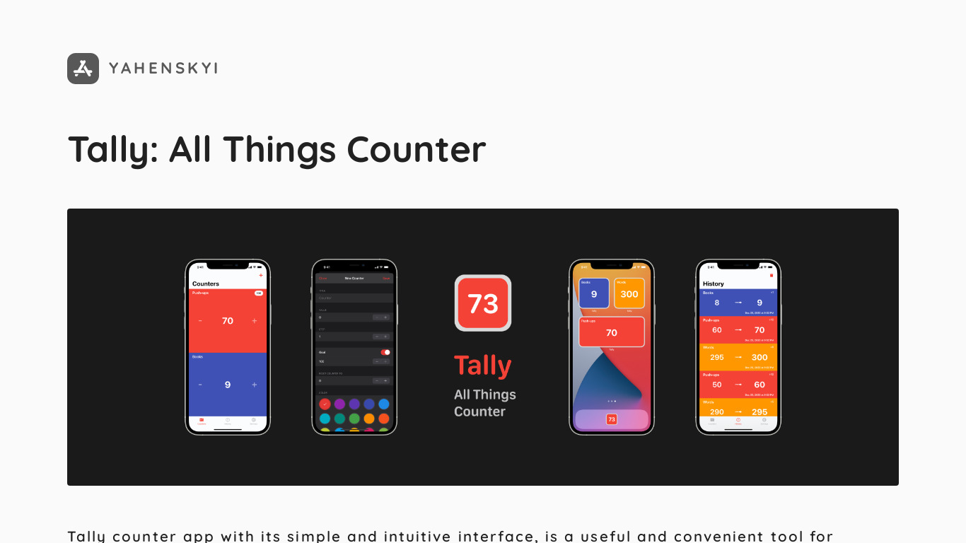 Tally Counter & Habit Tracker Landing page