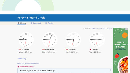 Timeanddate Personal World Clock image
