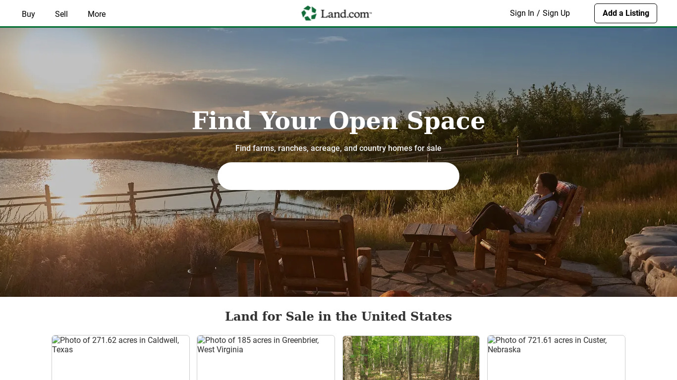 Lands of America Landing page