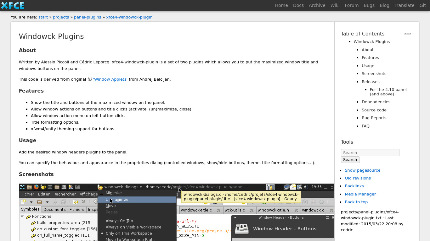 xfce-windowck-plugin (Windowck) Landing page