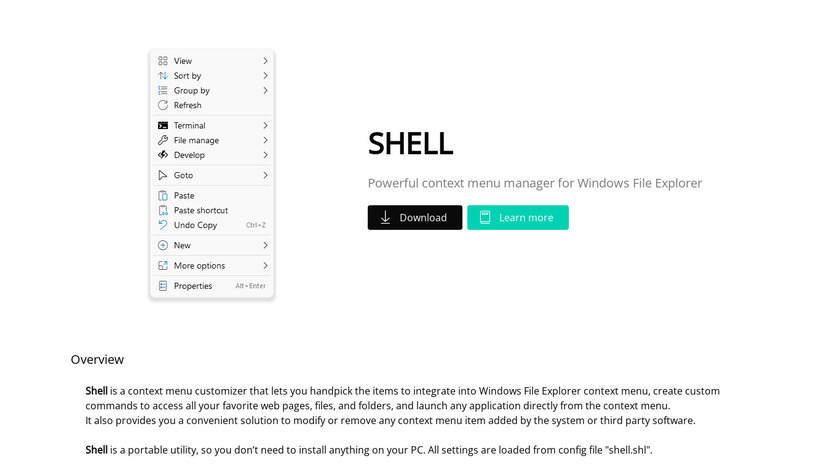 Shell context menu manager Landing Page